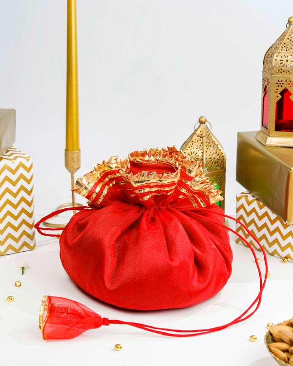 Red Organza & Gota Potli