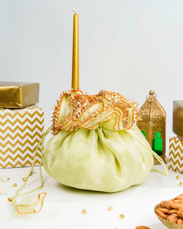 Pastel Green Organza & Gota Potli