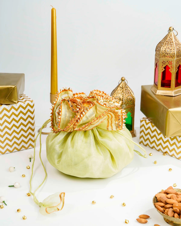 Pastel Green Organza & Gota Potli