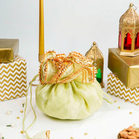 Pastel Green Organza & Gota Potli - Image 1