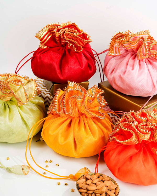 Colourful Organza & Gota Potli (Set of 5)
