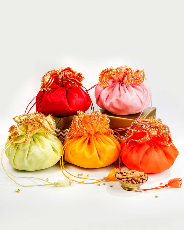 Colourful Organza & Gota Potli (Set of 5)