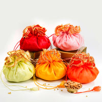 Colourful Organza & Gota Potli (Set of 5) - Image 1