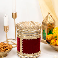Saaj Velvet Ladoo Box Small (Long Shape) - Image 2
