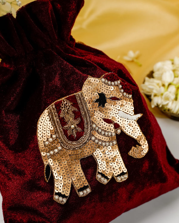 Saaj Velvet Elephant Potli image 1
