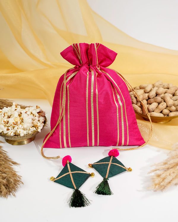 Rani Pink Gota Potli with Kites image 1