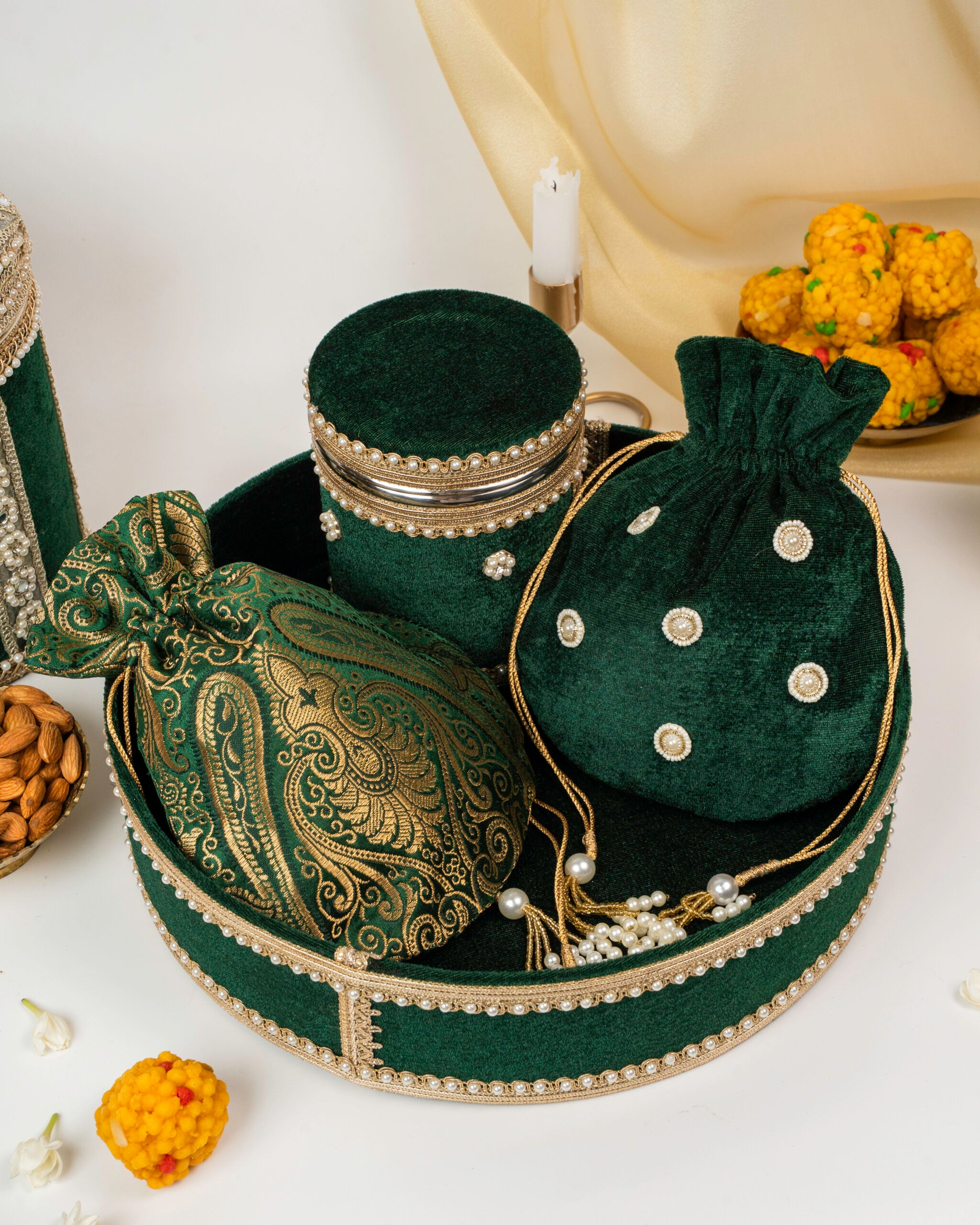 Baagh Round MDF Shagun Tray