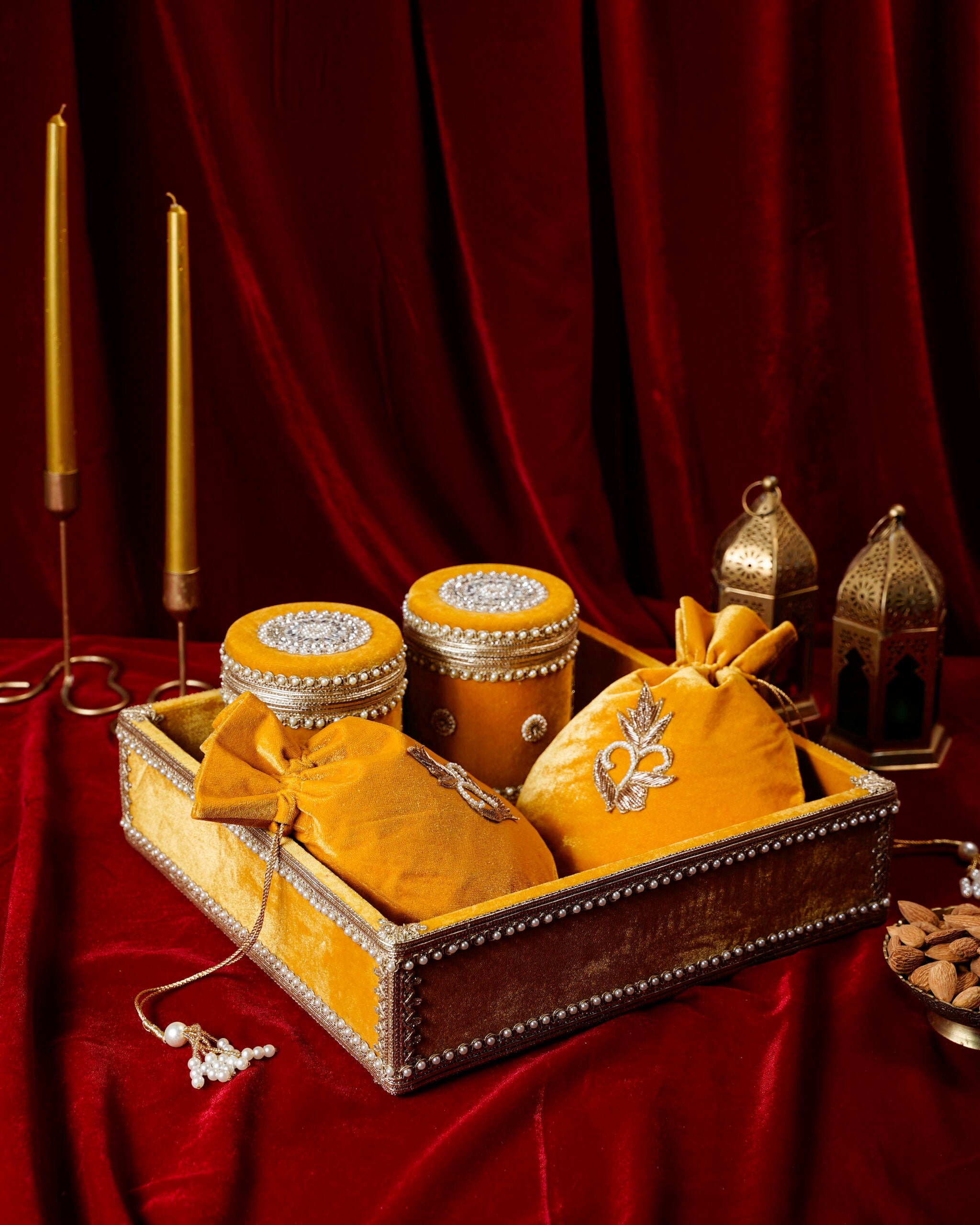 Basant Yellow Velvet Gift Set