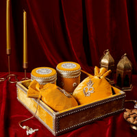 Basant Yellow Velvet Gift Set - Image 1