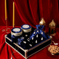 Navy Blue Velvet Gift Set - Image 1