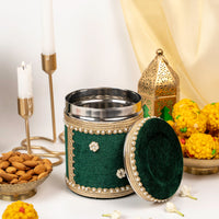 Baagh Velvet Ladoo Box Small (Long Shape) - Image 1