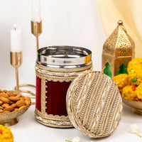 Saaj Velvet Ladoo Box Small (Long Shape) - Image 1