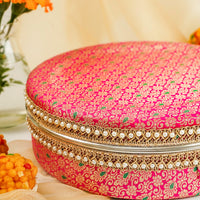 Raani Pink Meenakari Ladoo Box - Image 2