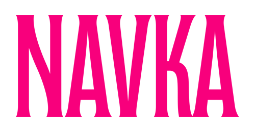 A text written Navka, in pink color with a transparent background