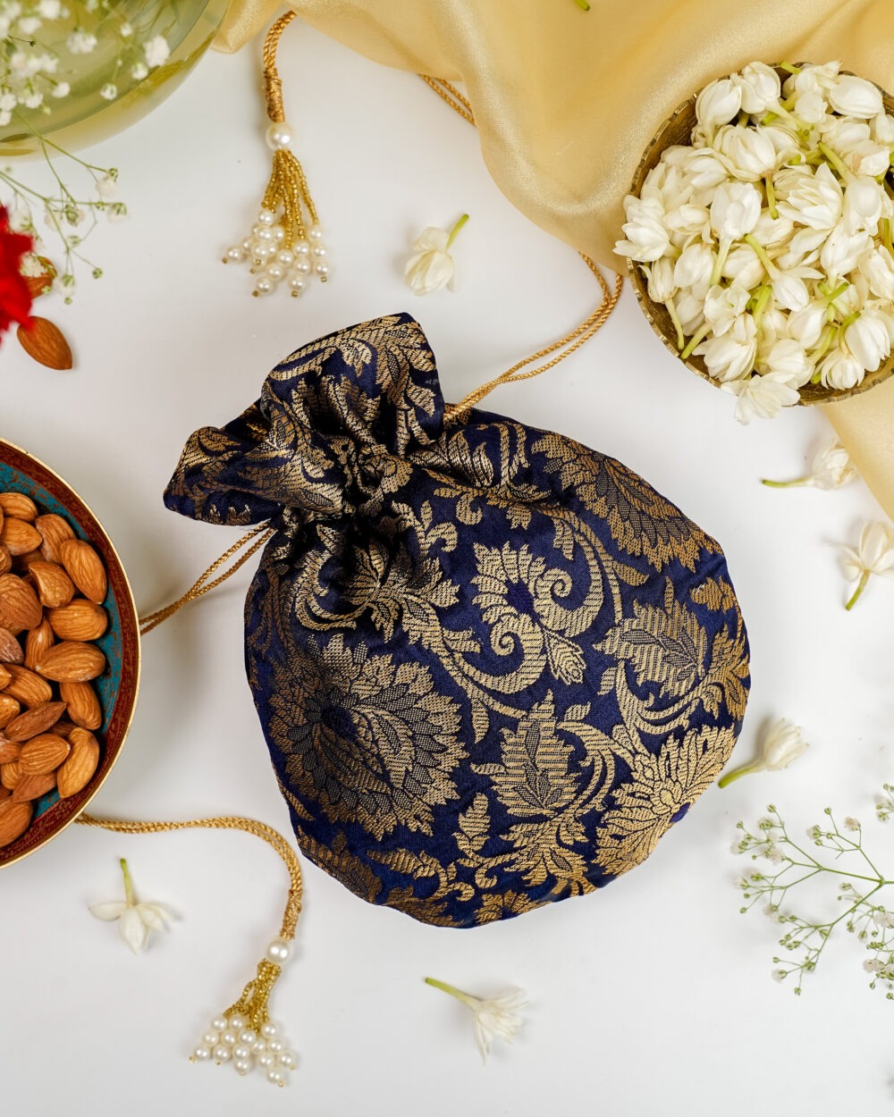 Chandni Brocade Potli, a potli best fit for holding small wedding essentials