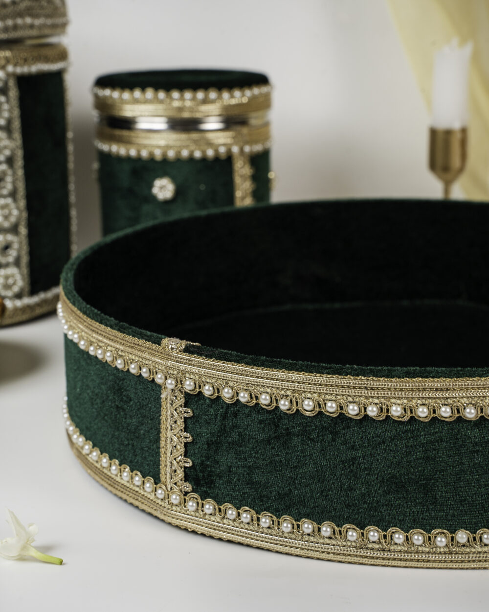 Baagh Round MDF Shagun Basket, a useful wedding product By Navka Studio.