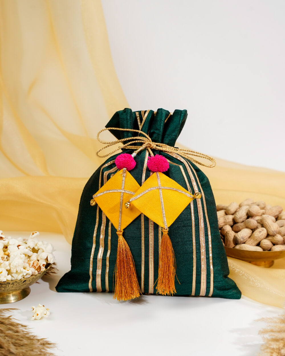 Green Gota Potli with Kites